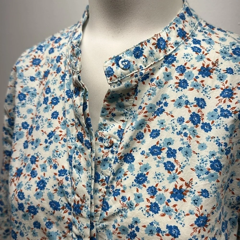 Tuckernuck Royal Shirt Dress Collared Bluebell Floral Ditsy Calico Blue Medium